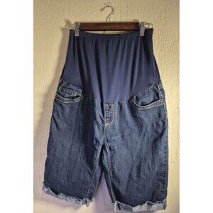 Women's Times Two Maternity Cut Off Blue Denim Shorts Size Large